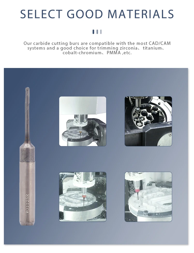 Dental Milling Burs Glass Ceramics Milling Cutter Emax Cadcam Bur For