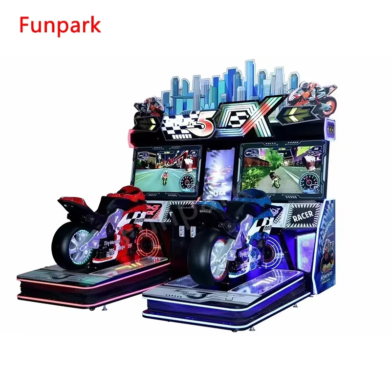 Funpark Best Popular Arcade Motorcycle Game Center Two-person Motorcycle Racing Game Console manufacture