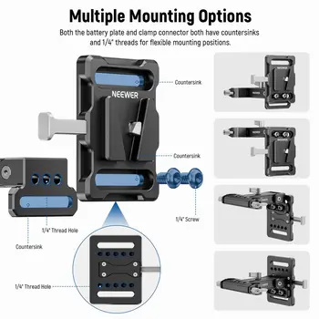 NEEWER PS007 V Mount V Lock Battery Mounting Plate Foldable L Shaped V Lock Battery Plate with Quick Release Button detail image