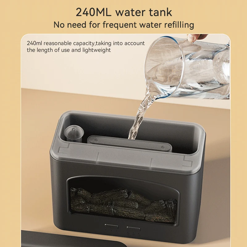 Winter Fireplace 3D Flame Diffuser Humidifier Ultrasonic USB Flame Humidifier Essential Oil Fire Aroma Diffusers