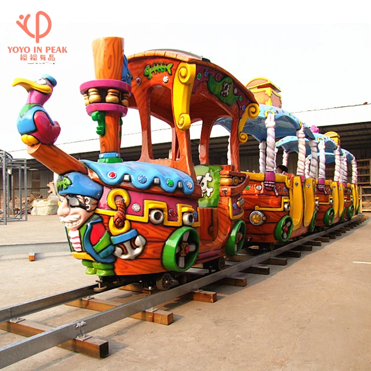 Outdoor Track Train Rides Kids Electric Train Kids Fiberglass 6 Cabins