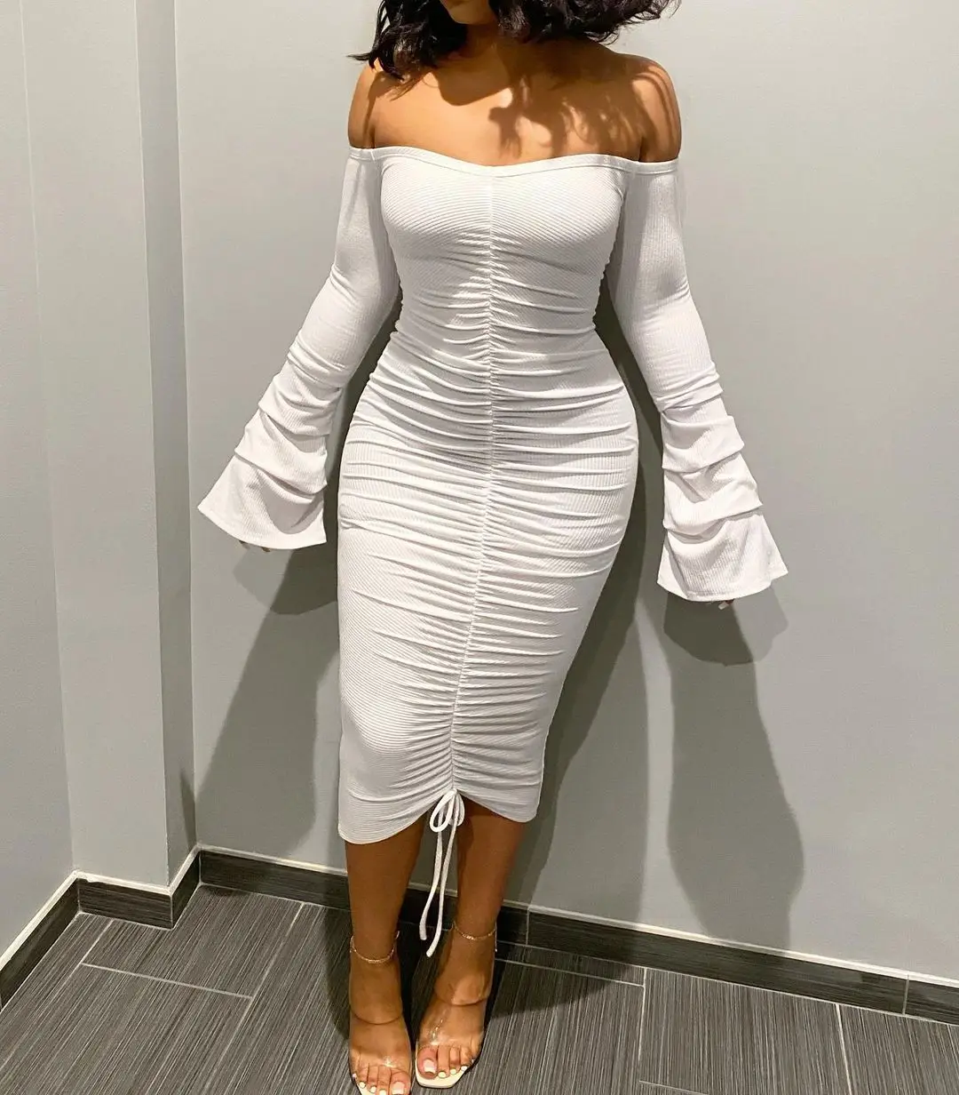 2021 Trends Clothing Sexy Ruched Boat 