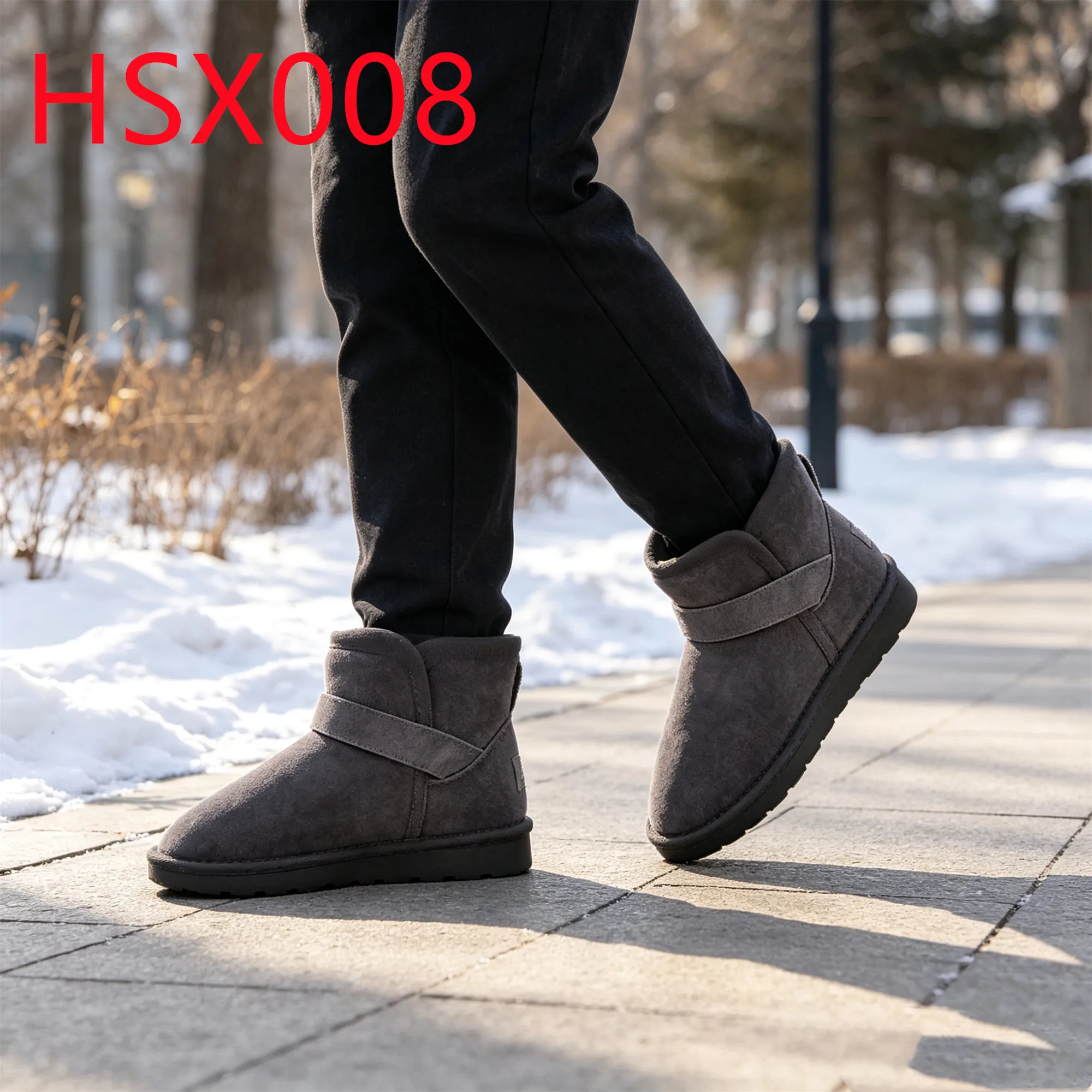 HY,Frigid Northern Cotton-padded Thickened Grey Lady Snow Boots ultra Anti-slip TPR Sole Hua Singh 4 Inch Winter Boots HSX008