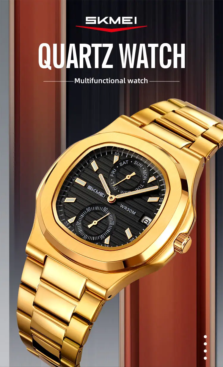 Skmei 2423 Quartz Movement Waterproof Wristwatches Men's Watch Luxury Stainless Steel Bracelet Man Watch Relogio Masculino Clock