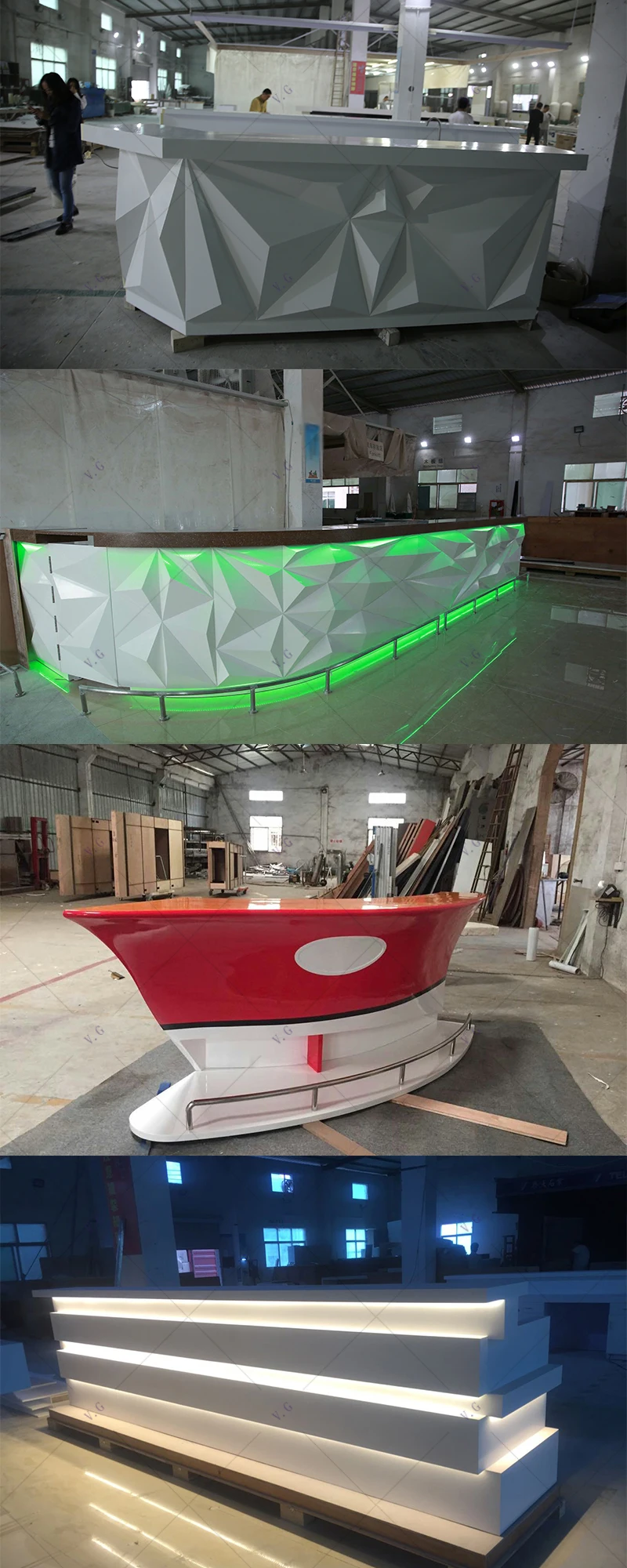 Restaurant Bar Counter Design - White Solid Surface