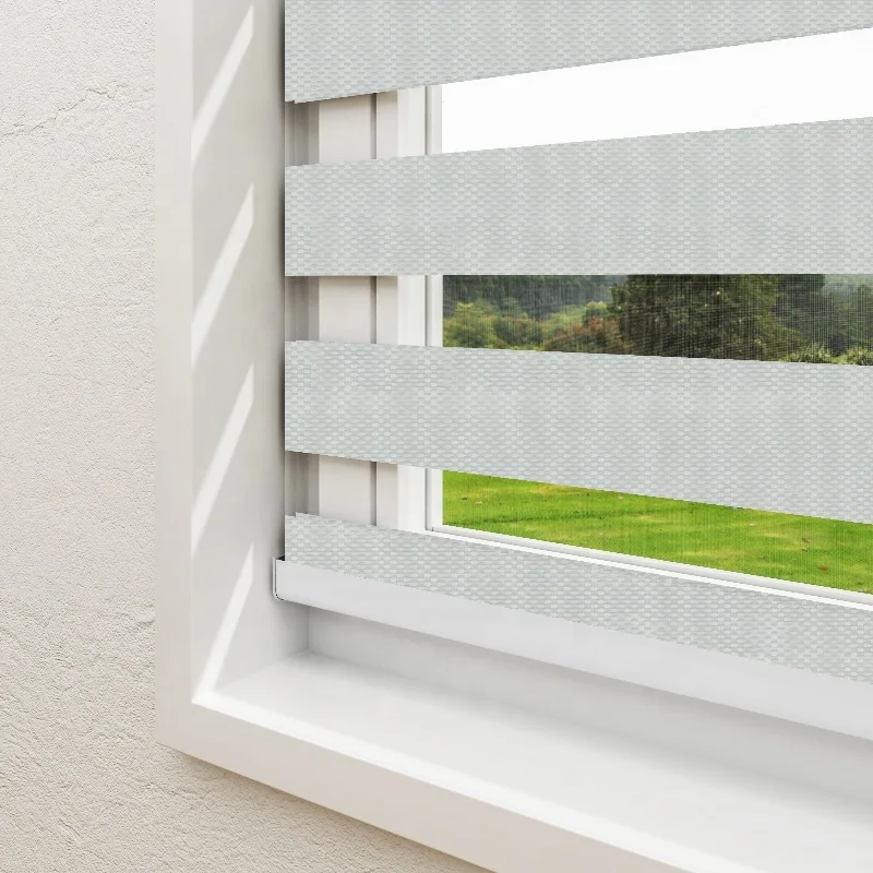 Double Layer Zebra Roller Blinds WiFi Smart Control Day and Night Shade Motorized Zebra Blinds