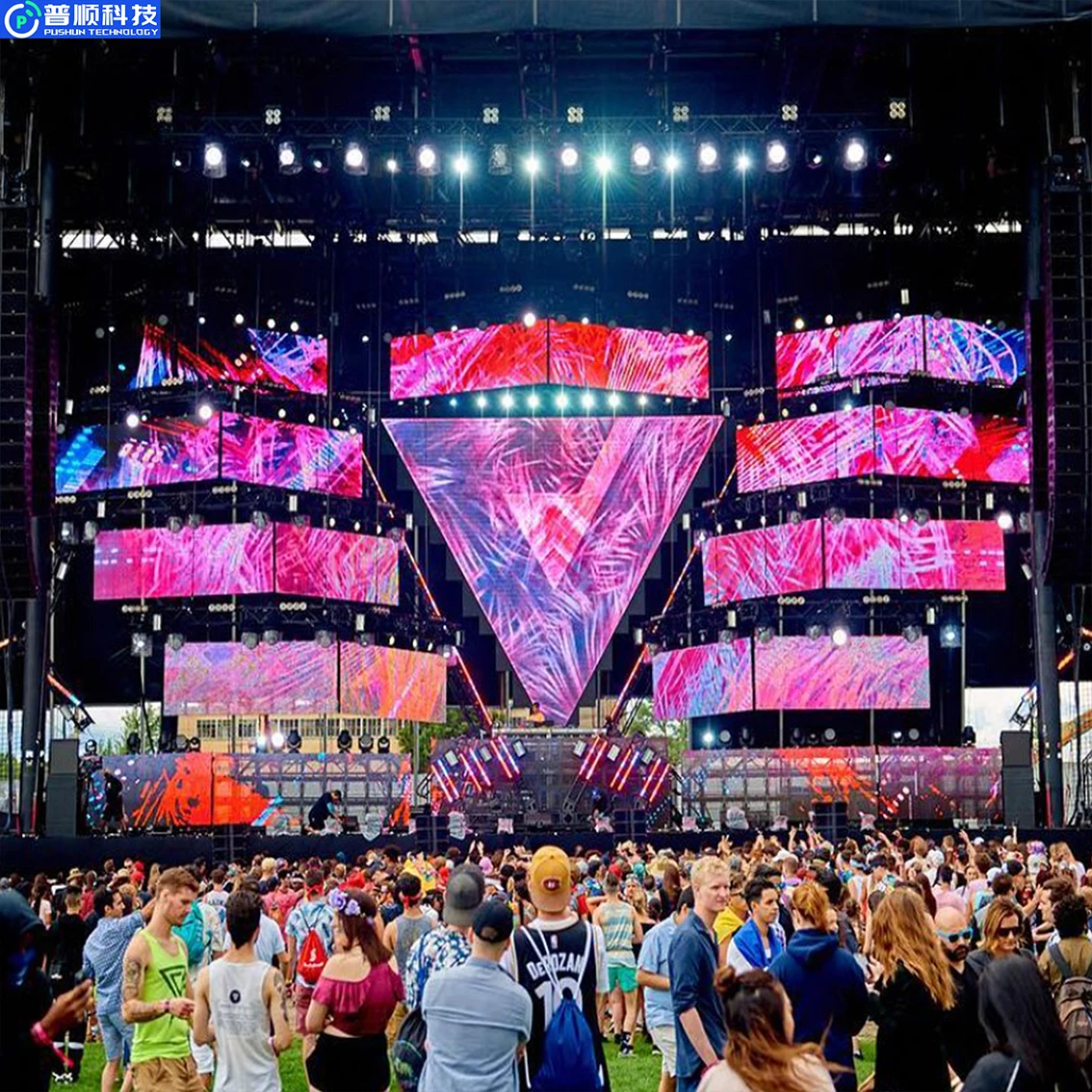 Pushunled Easy Installation Rental Led Display  Six Video Girl  Led Display Screen 3D Advertising Pantalla