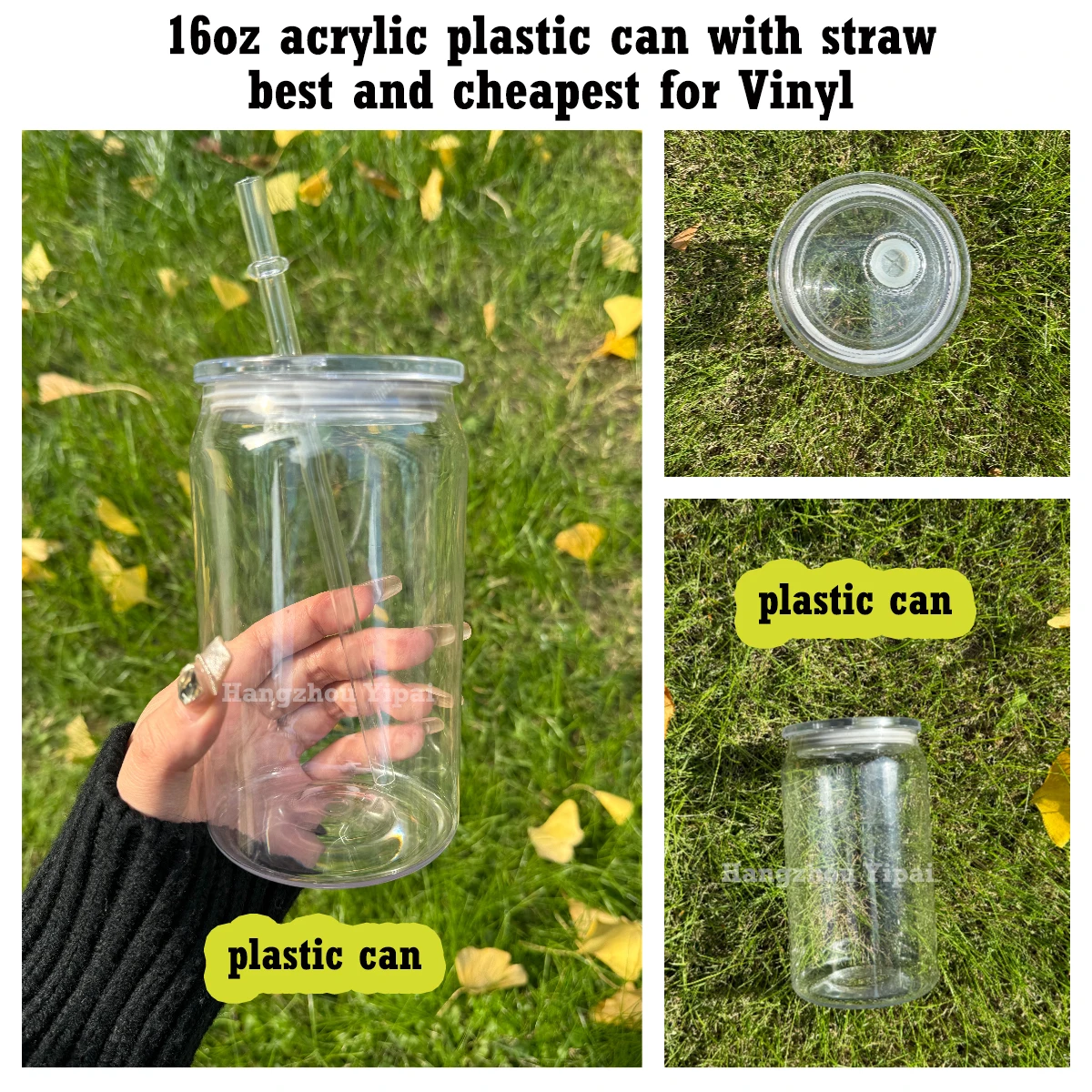 Usa Warehouse 16oz Colored Jelly Clear Plastic Can Beer Can 5 Colors