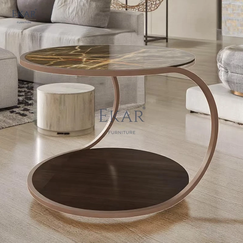 product modern glass and metal coffee table with bronze glass top for living room and dining home furniture-59