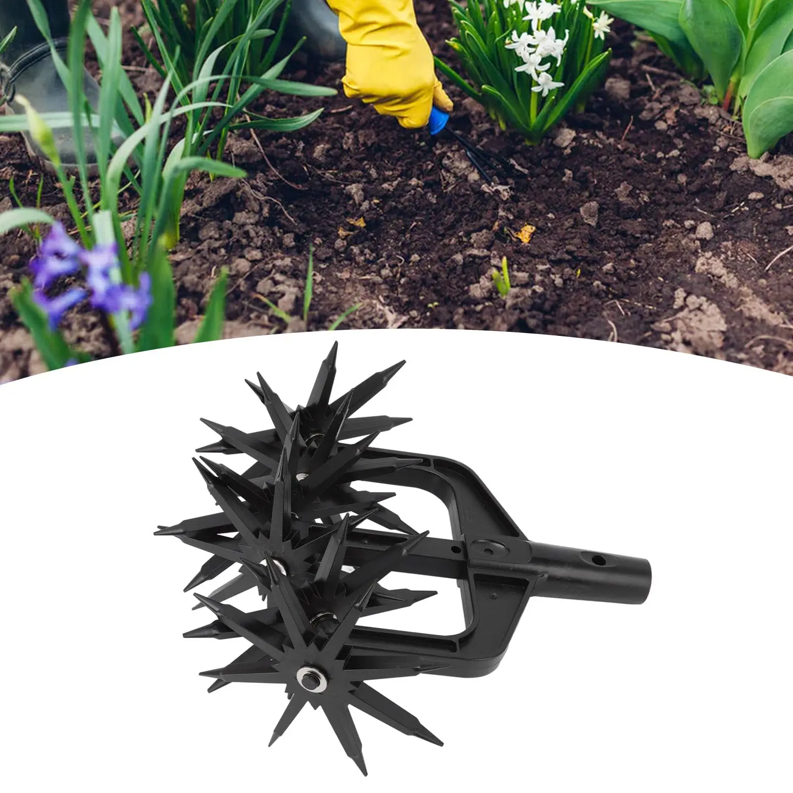 2 in 1 Manual Tiller Cultivator for Garden and Lawn Rotary Hand Hand-Held Cultivator Soil Scarifier for Soil or Reseeding Grass