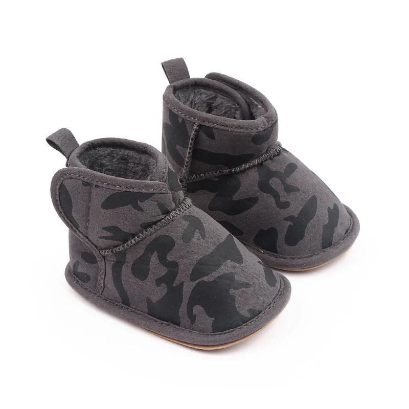 New Winter Fleece Thickened Soft Base Camouflage Anti-slip Baby Girls and Boys Warm Cotton Boots details