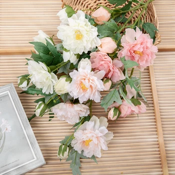 Vintage Artificial Peonies Silk Springs Flowers Peony Bouquets Wedding Home Decoration