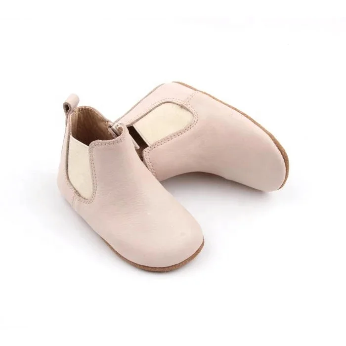 Top-Level Waxed Leather Soft Sole Brown Baby Indoor Shoes Baby Chelsea Ankle Boots