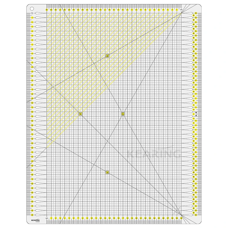Kearing Slotted Cutting Ruler 45 X 30 cm Patchwork Quilting 4mm Thickness clear Acrylic Plastic Material KCR4530