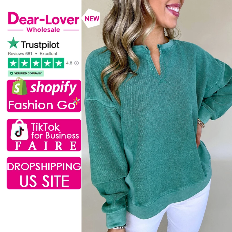 Dear-Lover Women Wholesale Skobeloff Solid Color Notched