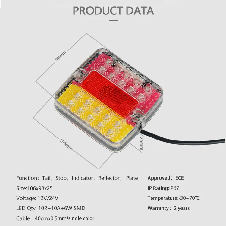 12v 24v Led Rear Lights Reverse Stop Light Indicator Truck Trailer Tail Light Truck Combination Tail Lamps