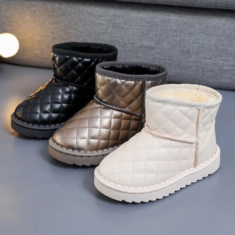 Moyo водонепроницаемые нейлоновые стеганые ботинки на плоской подошве под заказ детские меховые резиновые ботильоны для дождя из ЭВА зимние ботинки для детей