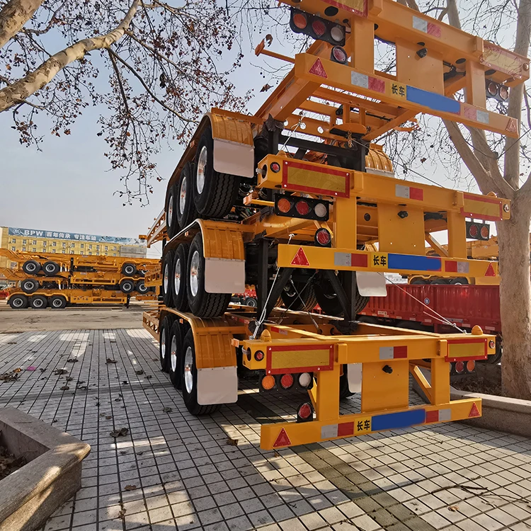 LUEN 2 3 Axles 20ft 40ft Shipping Container Transport Gooseneck Container Chassis Frame Truck Skeleton Semi Trailer