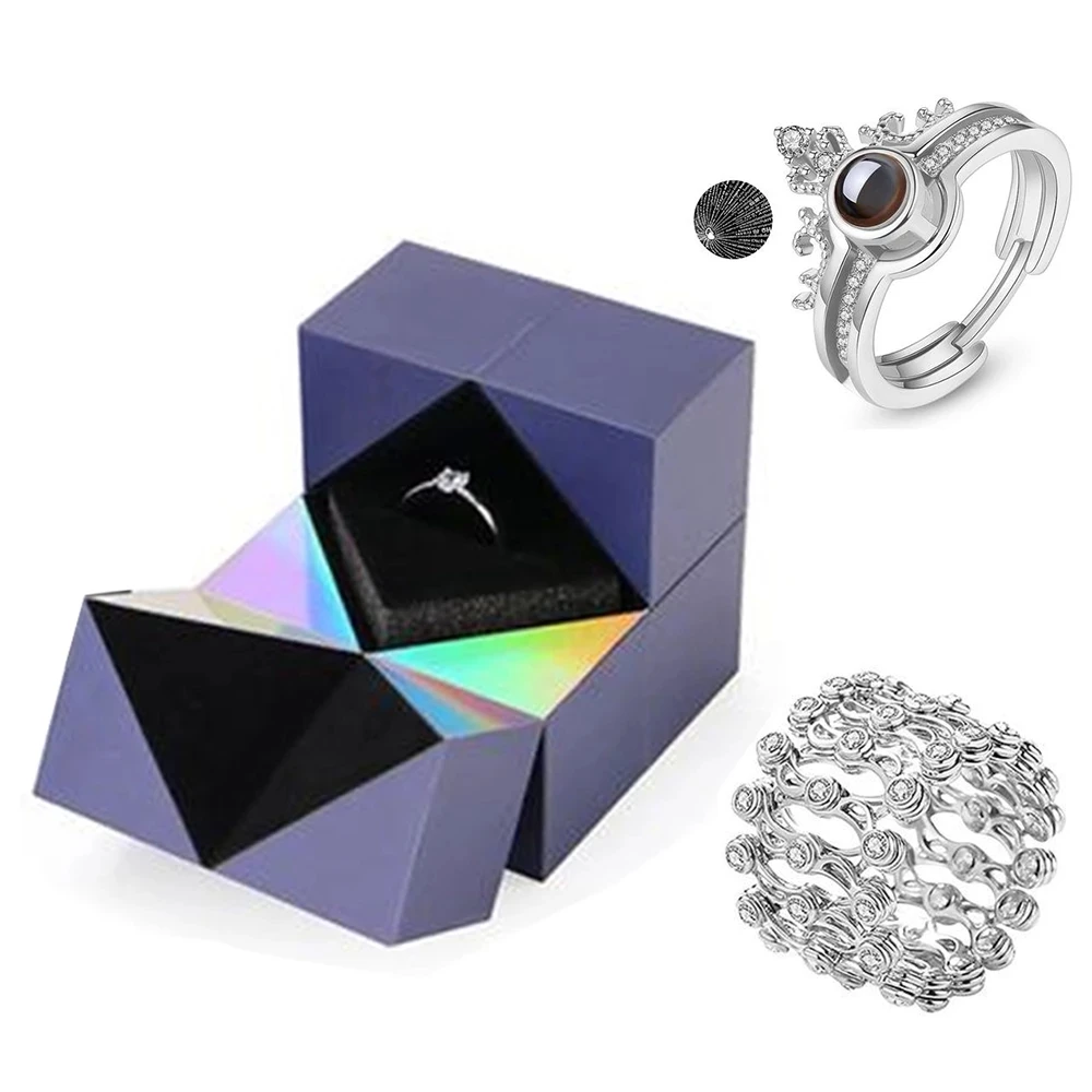 creative s925 silver ring bracelet and puzzle jewelry box