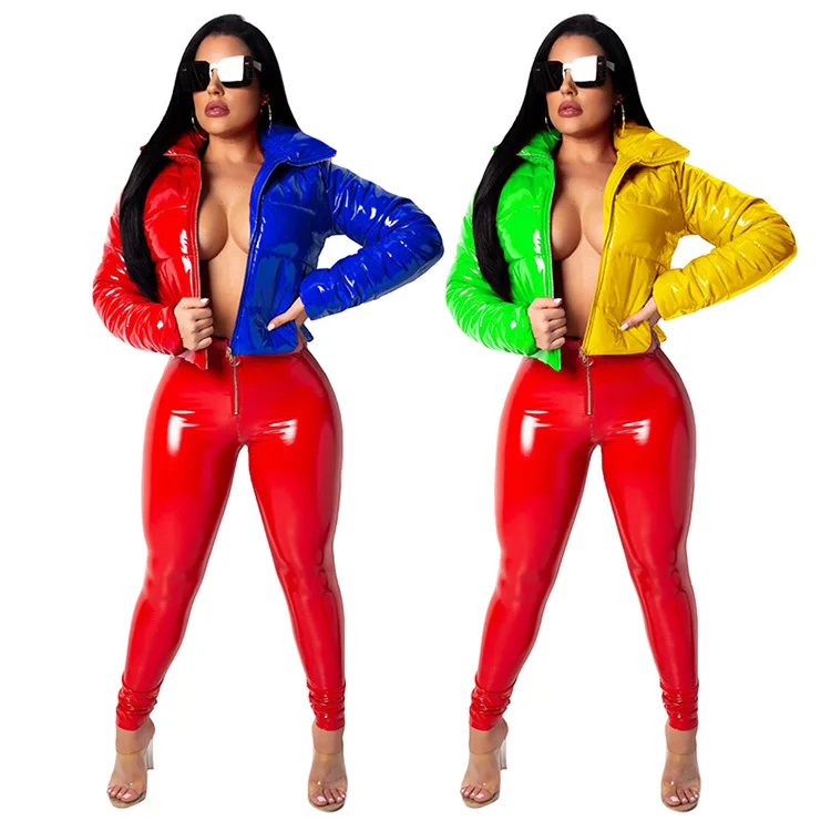 plus size shiny bubble coat