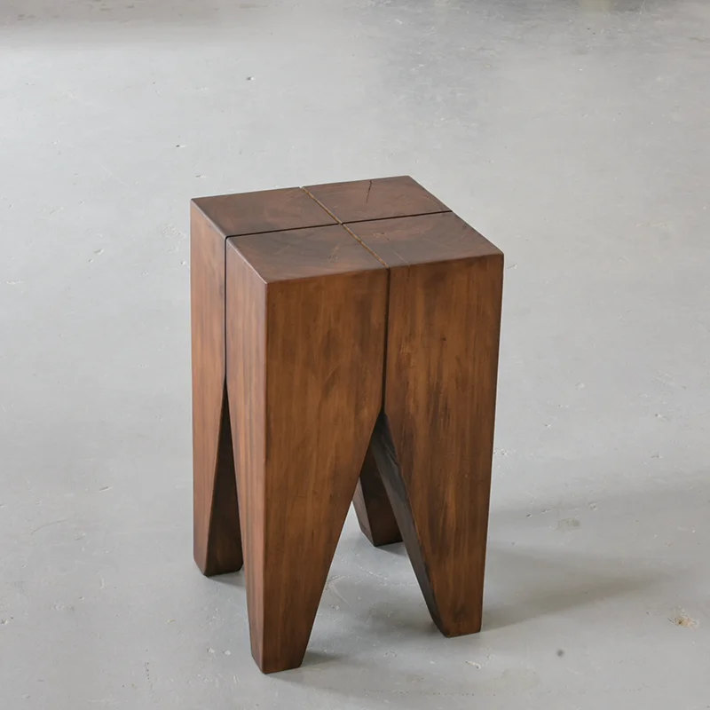 Backenzahn Stool German Designer square Stool Nordic Solid Wood Old Low Stool Creative Edge