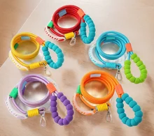 Solid Pattern Color-Block Nylon Dog Leash Quick Release Classic Leather Handle Padded Decorated Ribbons for Medium-Large Pets
