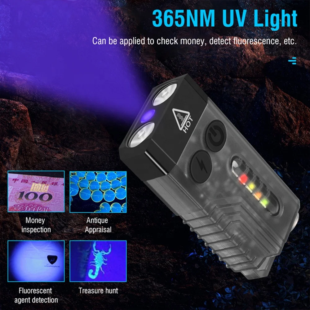 Asafee New LED 5 Modes Mini Flashlight Super Brightness Range 100m IPX4 Light Portable Key Chain Flash Light 10w Big Power  Lamp
