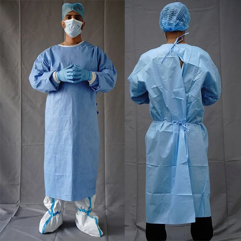 Biodegradable Customized Professional High Quality  Disposable Cpe Gown With Thumb Loop Medical Suite Disposable Coverall