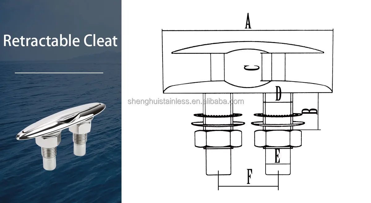 product boat accessories mooring retractable cleat neat cleats cast g316 stainless steel 125mm-2