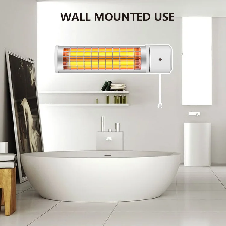 Bathroom White 1200w Wall Mounted Quartz Infrared Heater