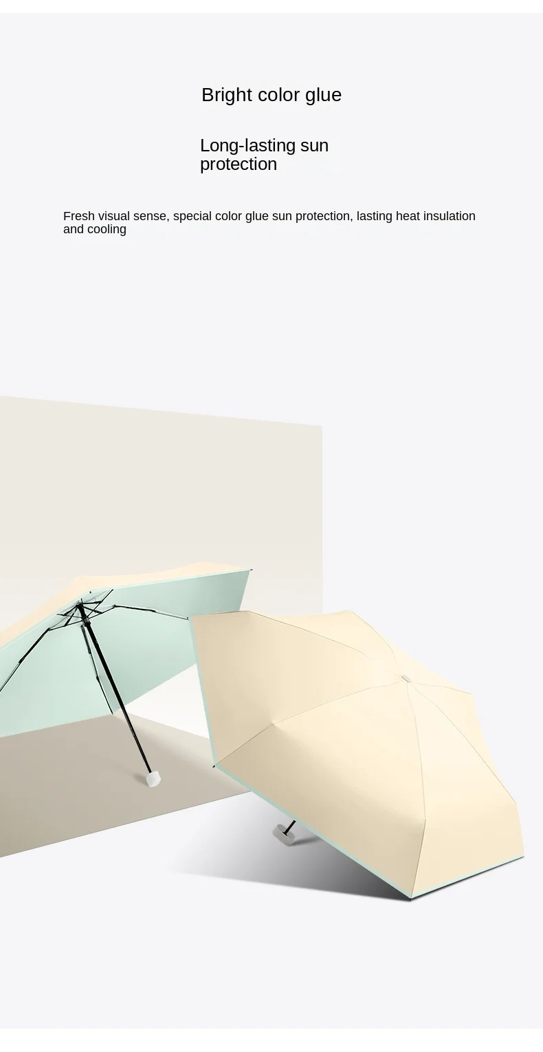 China Factory High Quality 6 Steel Ribs 6 Fold Silver Coated Umbrella Mini Small Size Umbrella