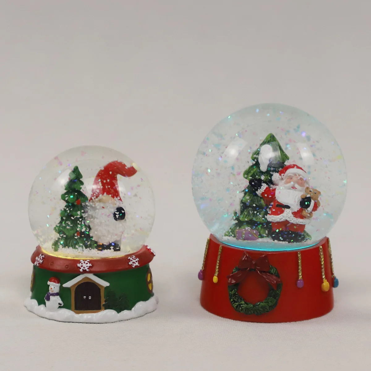 glass ball for christmas clear ornaments handmade color changing light effect glass snow globe with the inside figurine