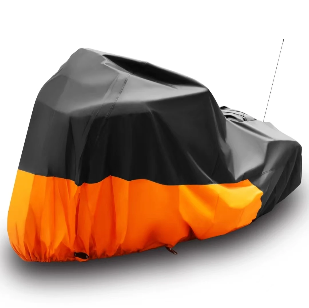 Brand hot selling 420D upper black lower orange motorcycle cover waterproof and customizable