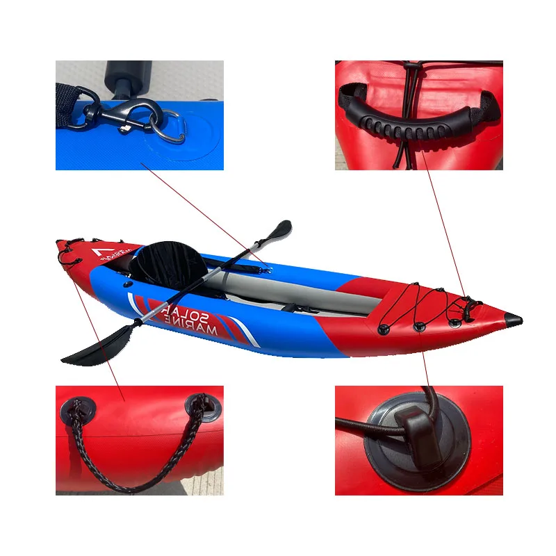 Solar Marine Inflatable Tandem Whitewater Kayak With High Pressure Air Floor And Eva Padded