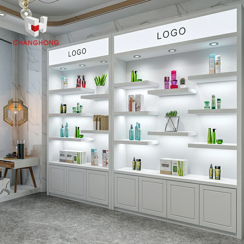 Shop Shelves And Display With Led Light Customized Unique Salon Cosmetic Display Shelf