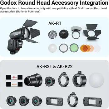 GODOX-V1-PRO-C Wireless Camera Flash 1/8000s HSS 1.3s Recycle Time with M/TTL Flash Support Type-c Flash Speedlite for Canon product image
