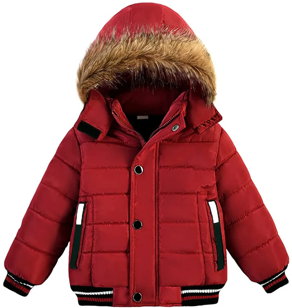 Toddler Boys Down Jacket Winter Jacket Hooded Thickened Warm Snowsuit Coat Parka Outerwear