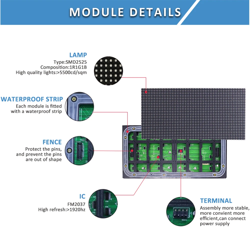 Led Display Video Wall Waterproof Screen P2.5 Indoor Module Full Color Street Car Advertising Signs