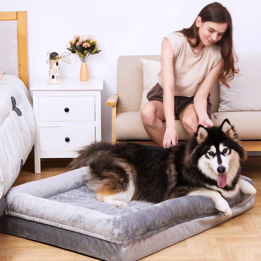 Hot selling soft eco friendly egg crate washable removable memory foam orthopedic pet dog bed cushions for large dogs