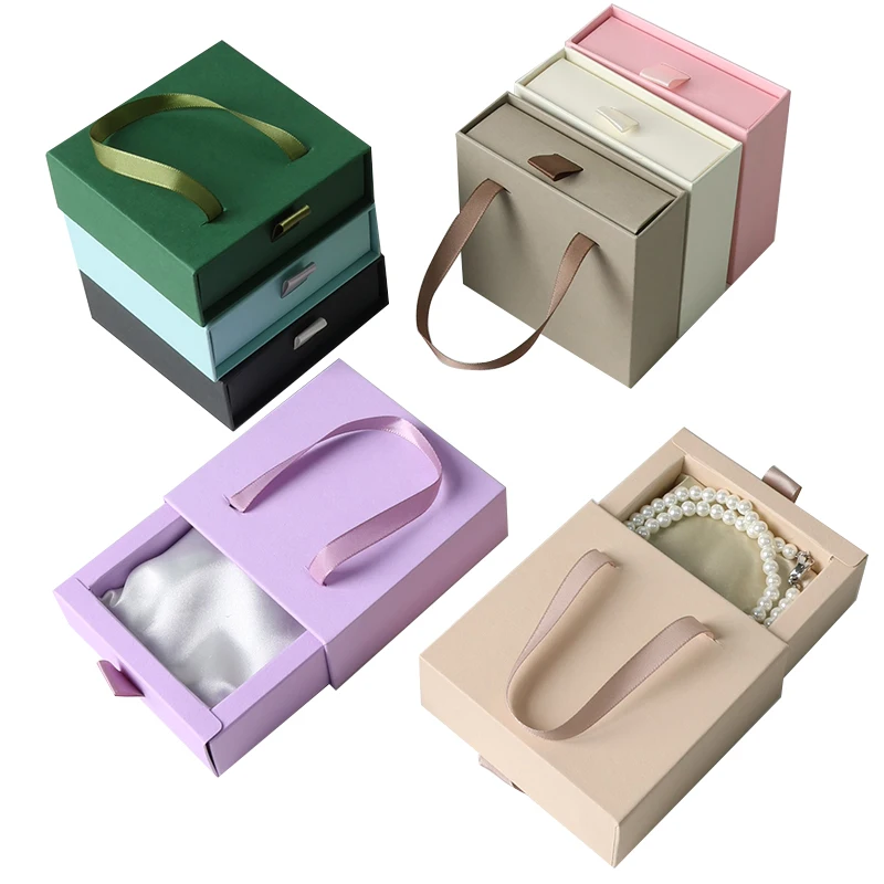 luxury logo pull out cardboard necklace jewelry box customize