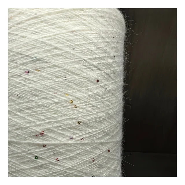 China Luxury Blended Viscose Chips Sequins Nylon PBT Knitting Yarn Silver Thread High Elastic Metallic Yarn with Shining Effect