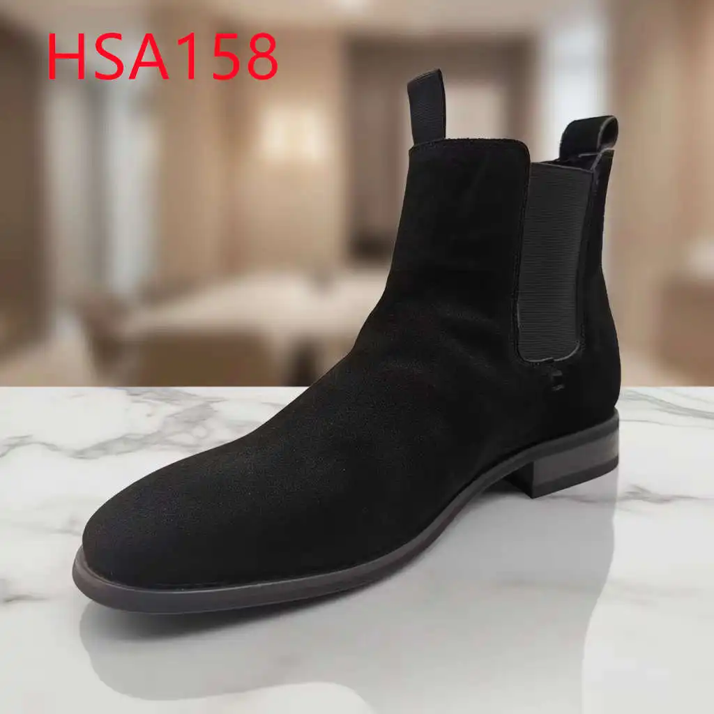 ZYF,Conference Center Middle-Cut Elastic Band Design Combat Boots Board Meeting Anti-odor Black Elite Tactical Boots HSA158