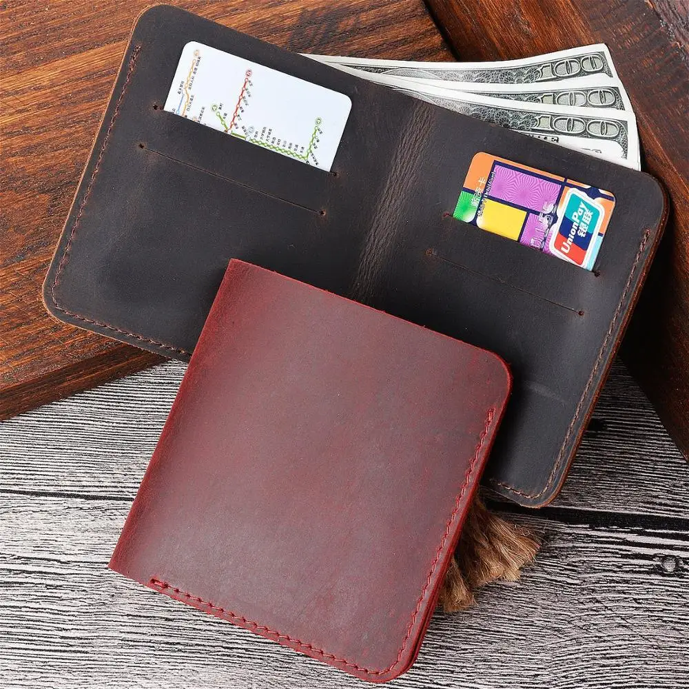 Top Cow Leather Card Holder Men Vintage Minimalist Wallet for