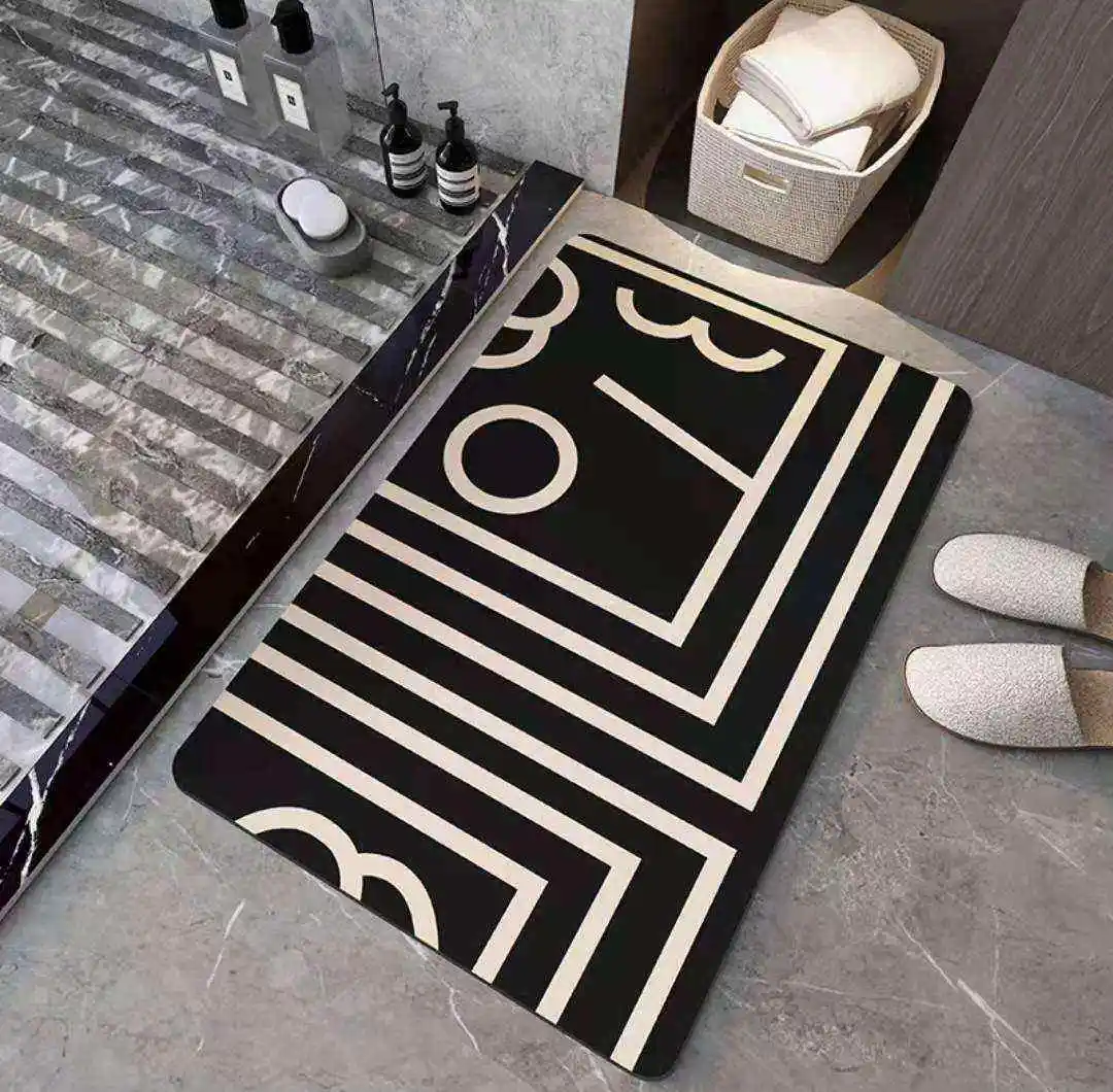 Wholesale Super Absorbent Non-Slip Bath Floor Mat Modern Diatomite Entrance Door Rugs Living Bathroom Water Absorbent Hotels