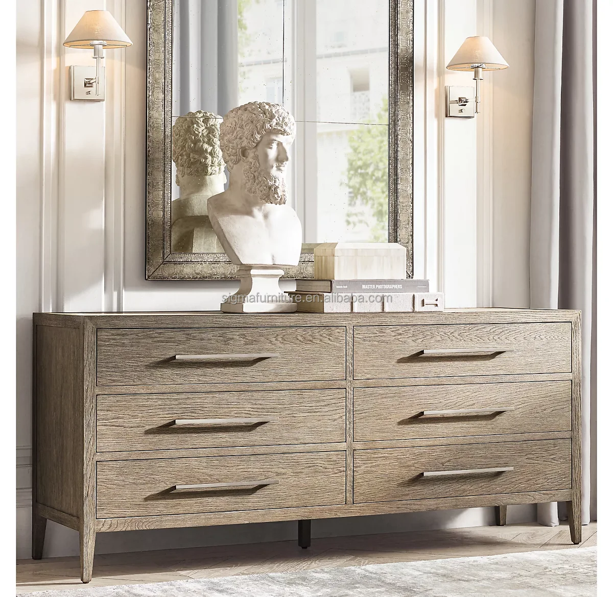 Деревянная мебель для гостиной и спальни с металлическими ручками хранения шкаф 6 выдвижными