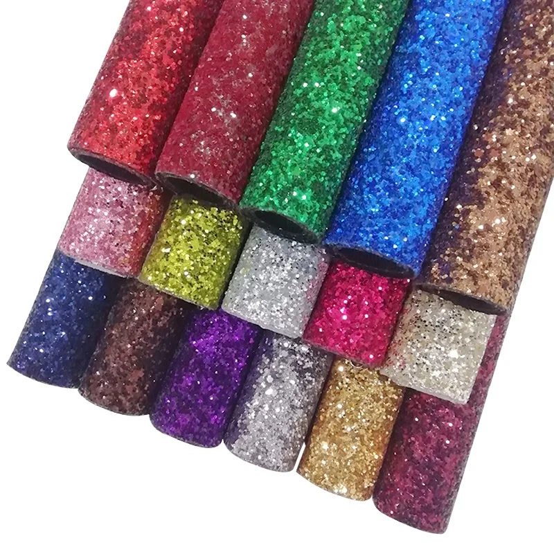 Chunky Glitter Faux Leather - Sequin Fabric PU Leatherette Sheets