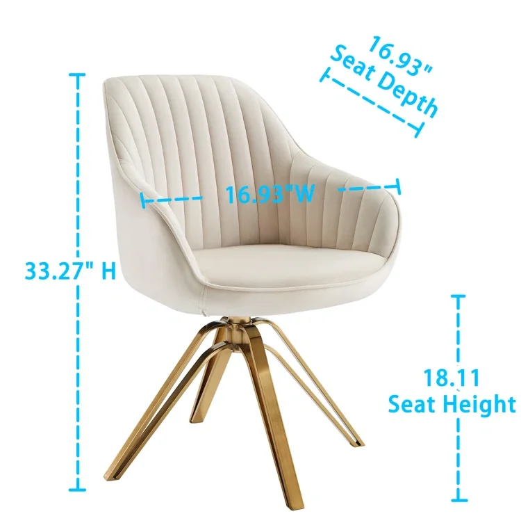 Nordic Modern Style Design With Metal Rotating Legs Velvet Leisure Armchairs Living Room Dining Chairs Bedroom Swivel Chairs