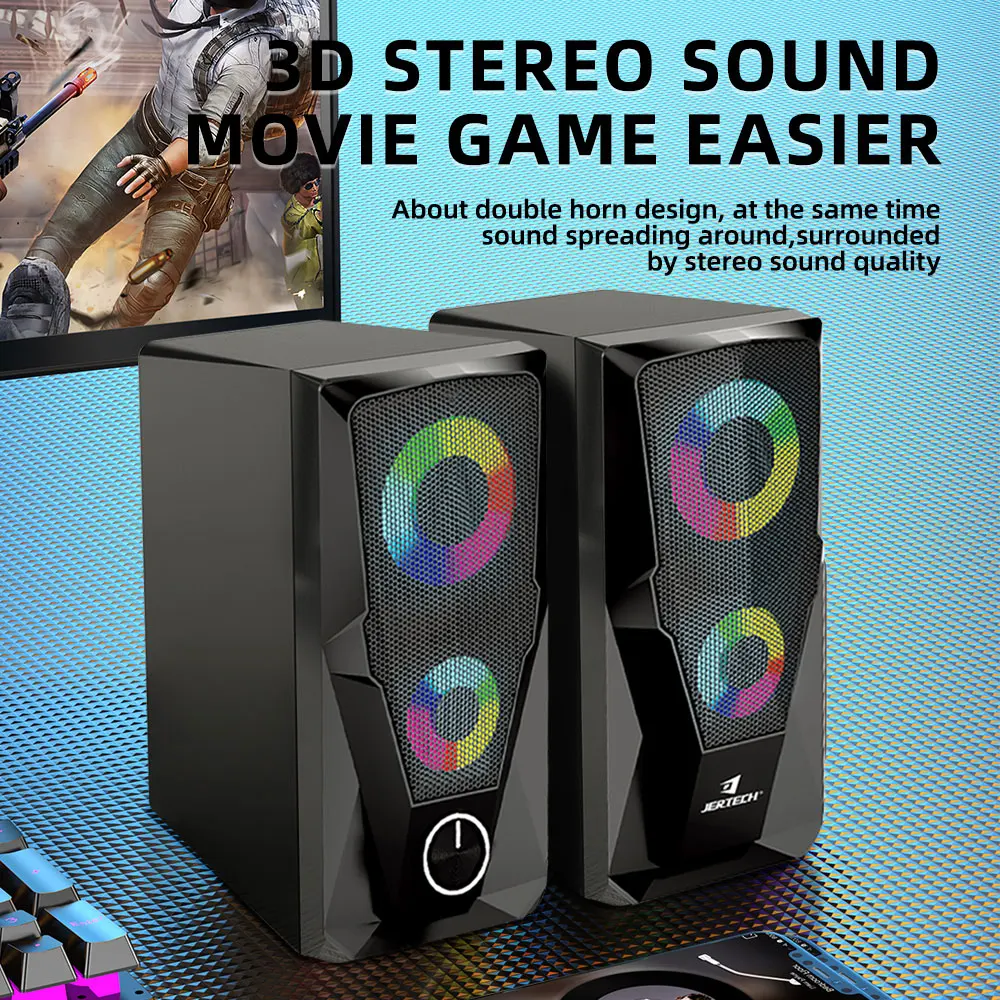 JERTECH S6 Hot Sell Led Light Subwoofer Portable Speaker & Horn Gaming  Speakers Amplifiers