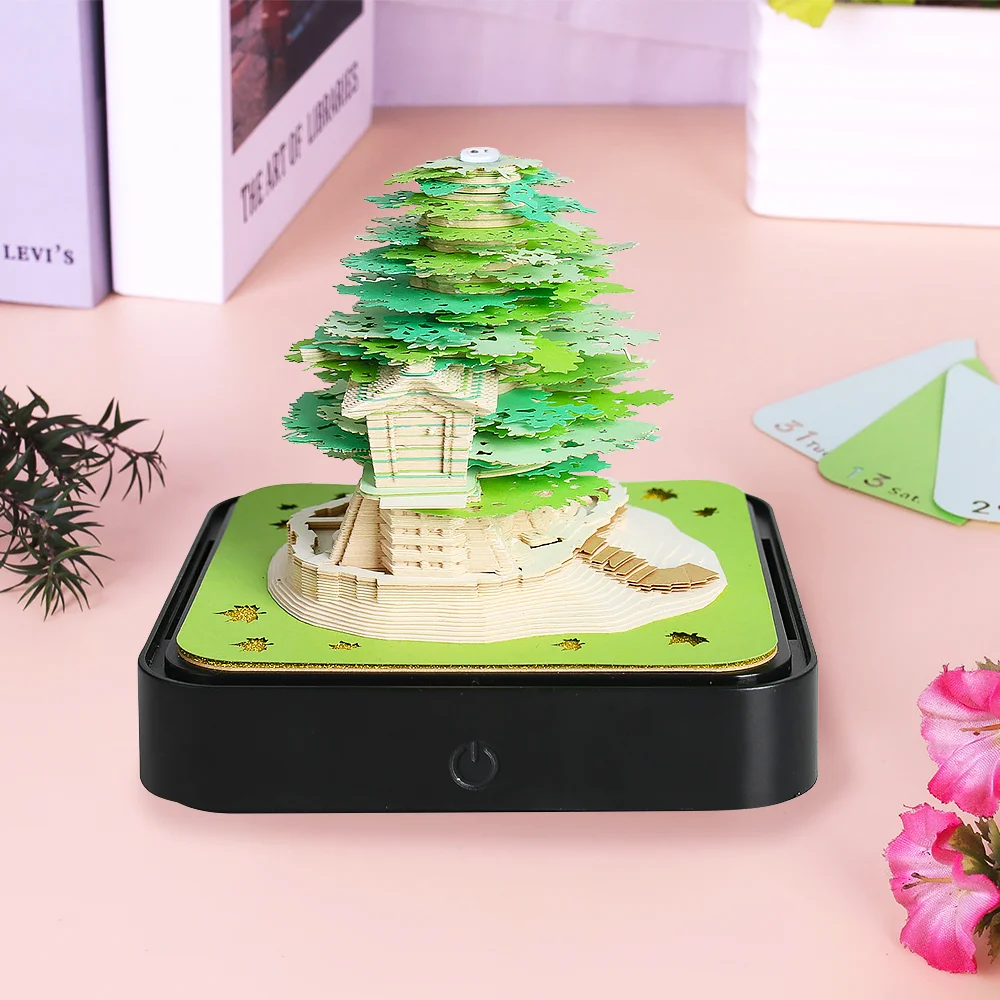 Drop Shipping Tree House Sticky Notes Custom 3D Memo Note Pad Blocks Paper 365 Year Calendar Office Decoration Item for Desk