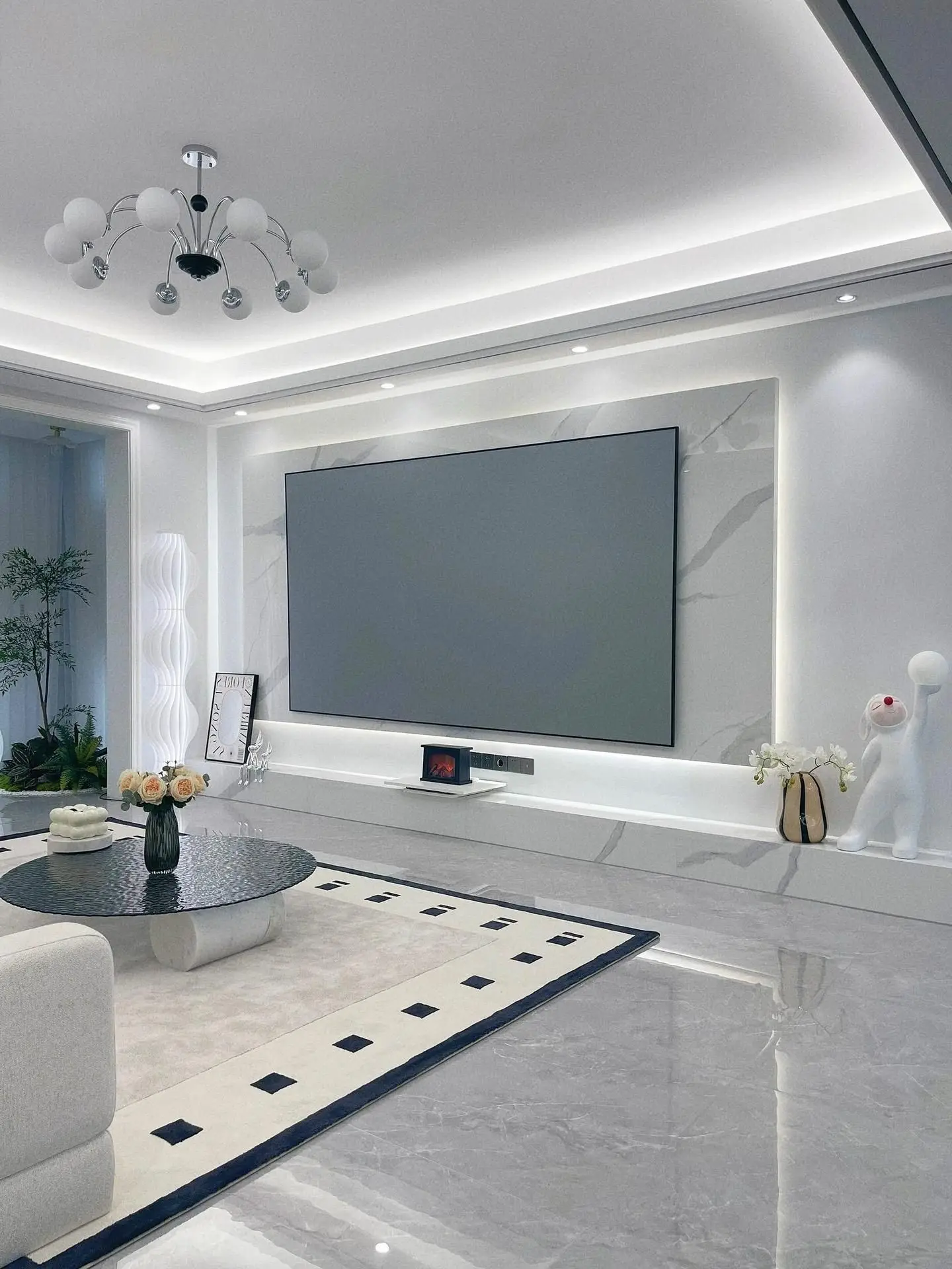 Modern Design Whole Wall Mounted TV Unit Stands Living Room Furniture Black TV Cabinets